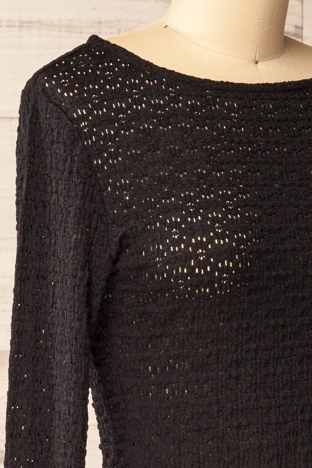 Ikeda Long-Sleeved Sheer Black Top | La petite garçonne side