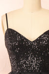 Iksa Black Short Dress w/ Sequins Top | Boutique 1861 front close-up