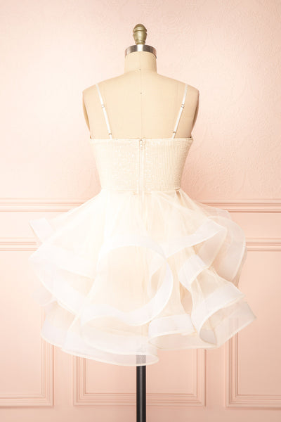 Iksa Ivory Short Dress w/ Sequins Top | Boutique 1861 back view
