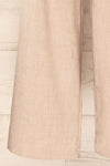 Ilkeston Beige Fold Over Waistband Trousers | La petite garçonne bottom close-up