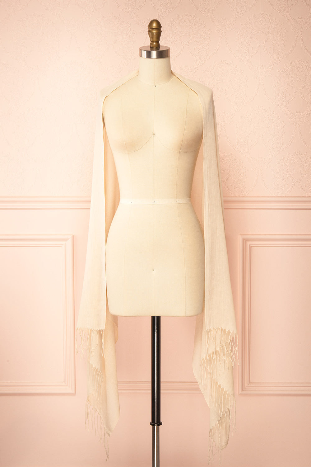 Ilyra Taupe Shawl with Fringe | Boutique 1861