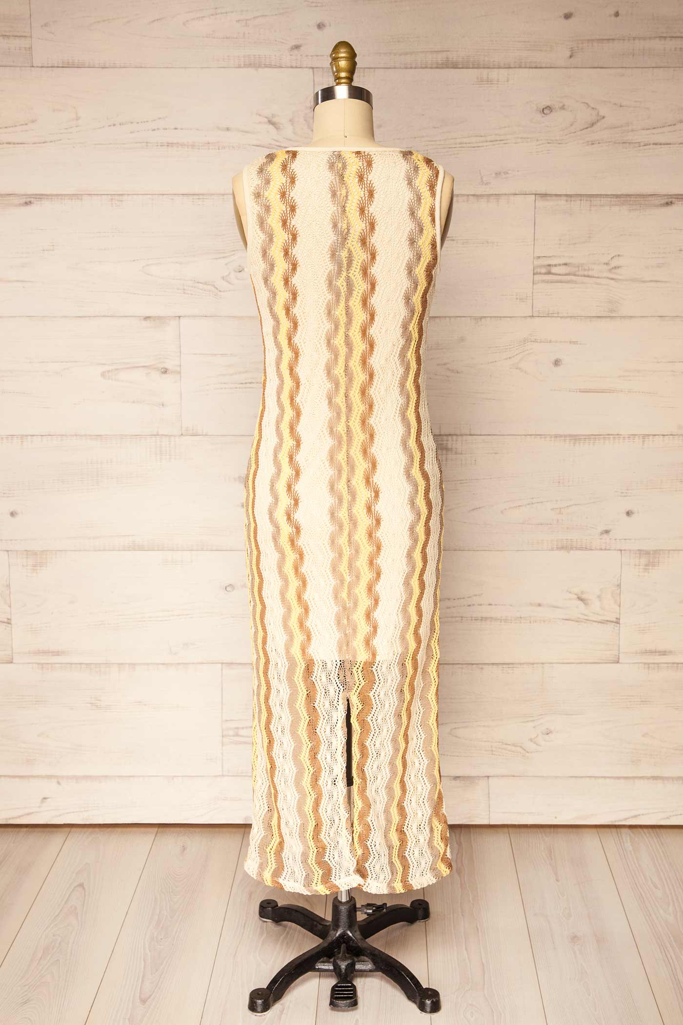Back view Imola Chevron Knit Sleeveless Maxi Dress at la petite garçonne