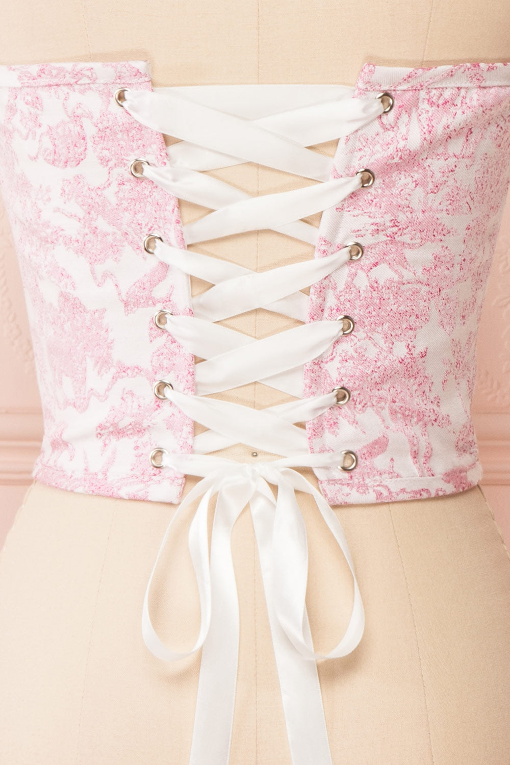 Inaira Pink Bustier Corset Top w/ Animal Print | Boutique 1861 back close-up