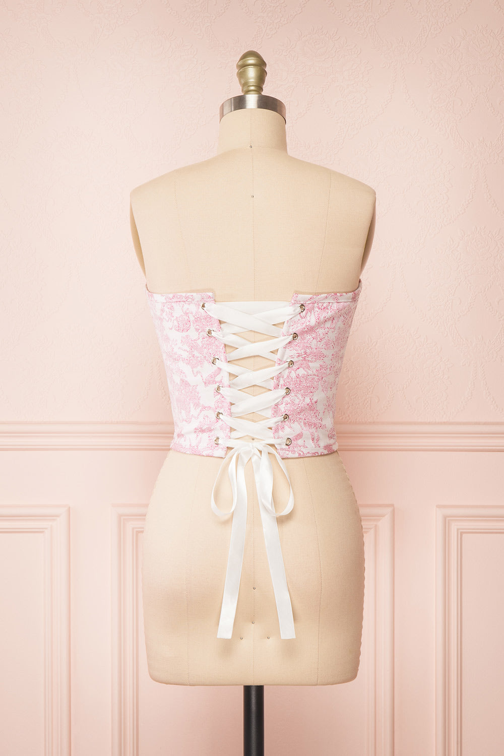 Inaira Pink Bustier Corset Top w/ Animal Print | Boutique 1861 back view