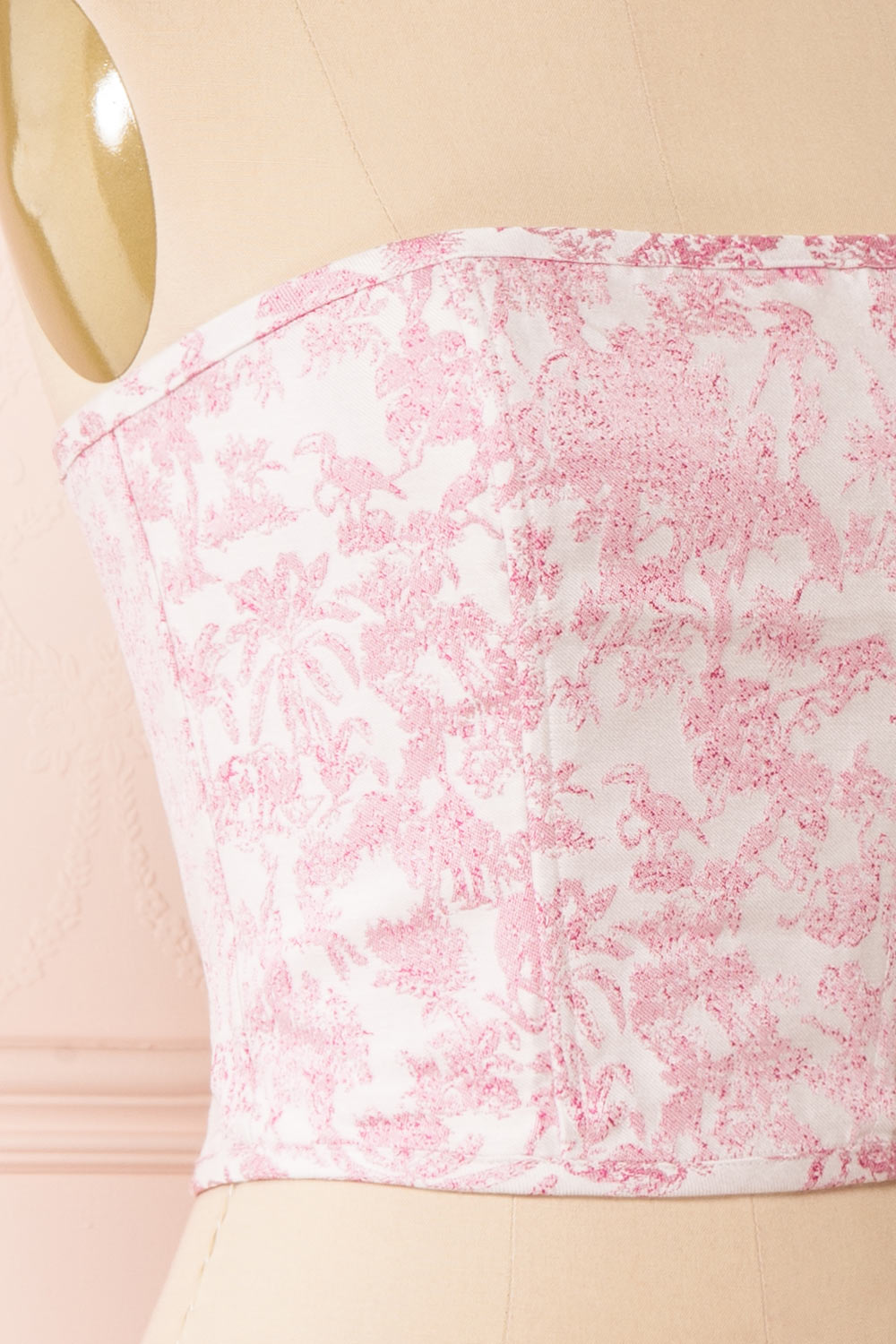 Inaira Pink Bustier Corset Top w/ Animal Print | Boutique 1861 side close-up