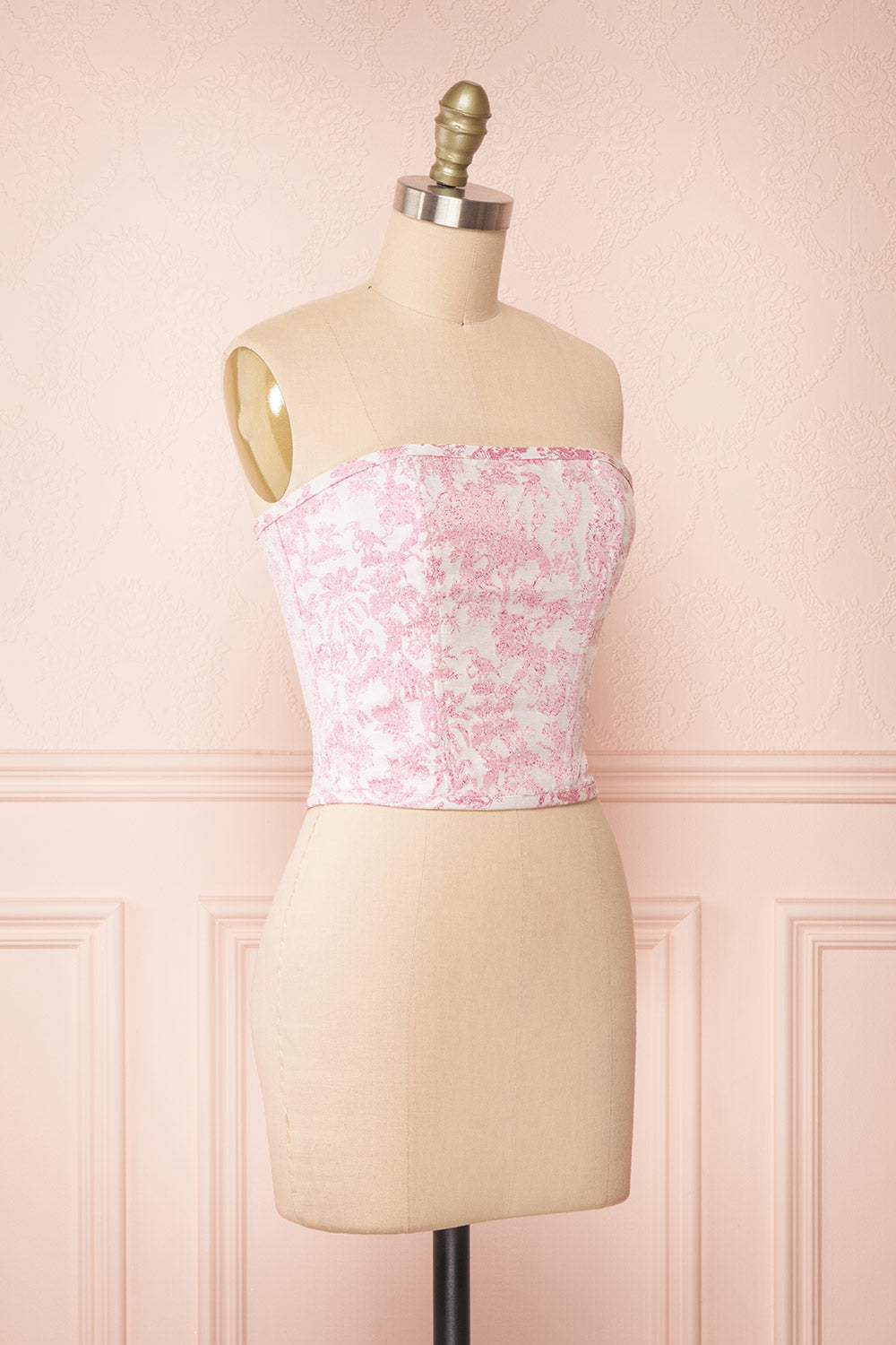 Inaira Pink Bustier Corset Top w/ Animal Print | Boutique 1861 side view