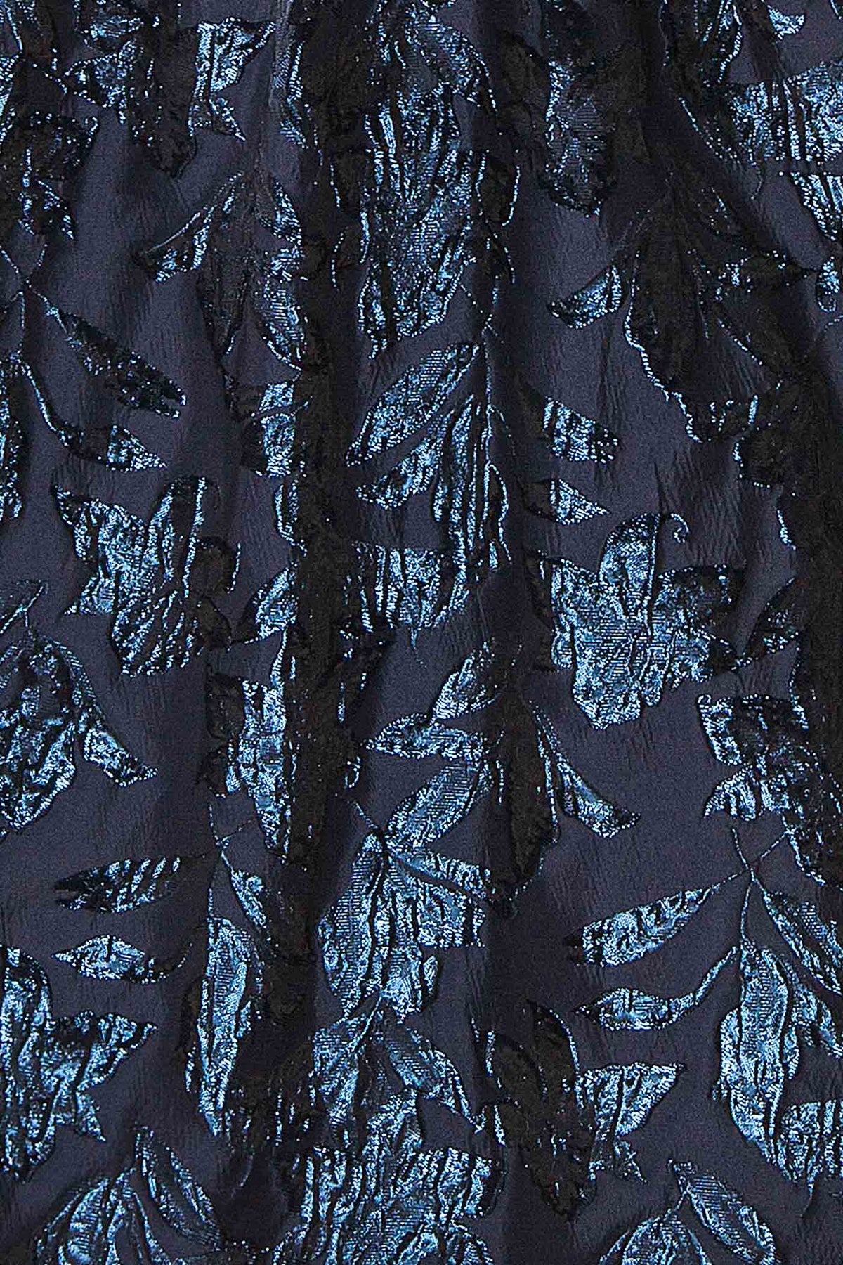 Fabric view of Inana Navy Jacquard Midi Corset Dress at Boutique 1861 
