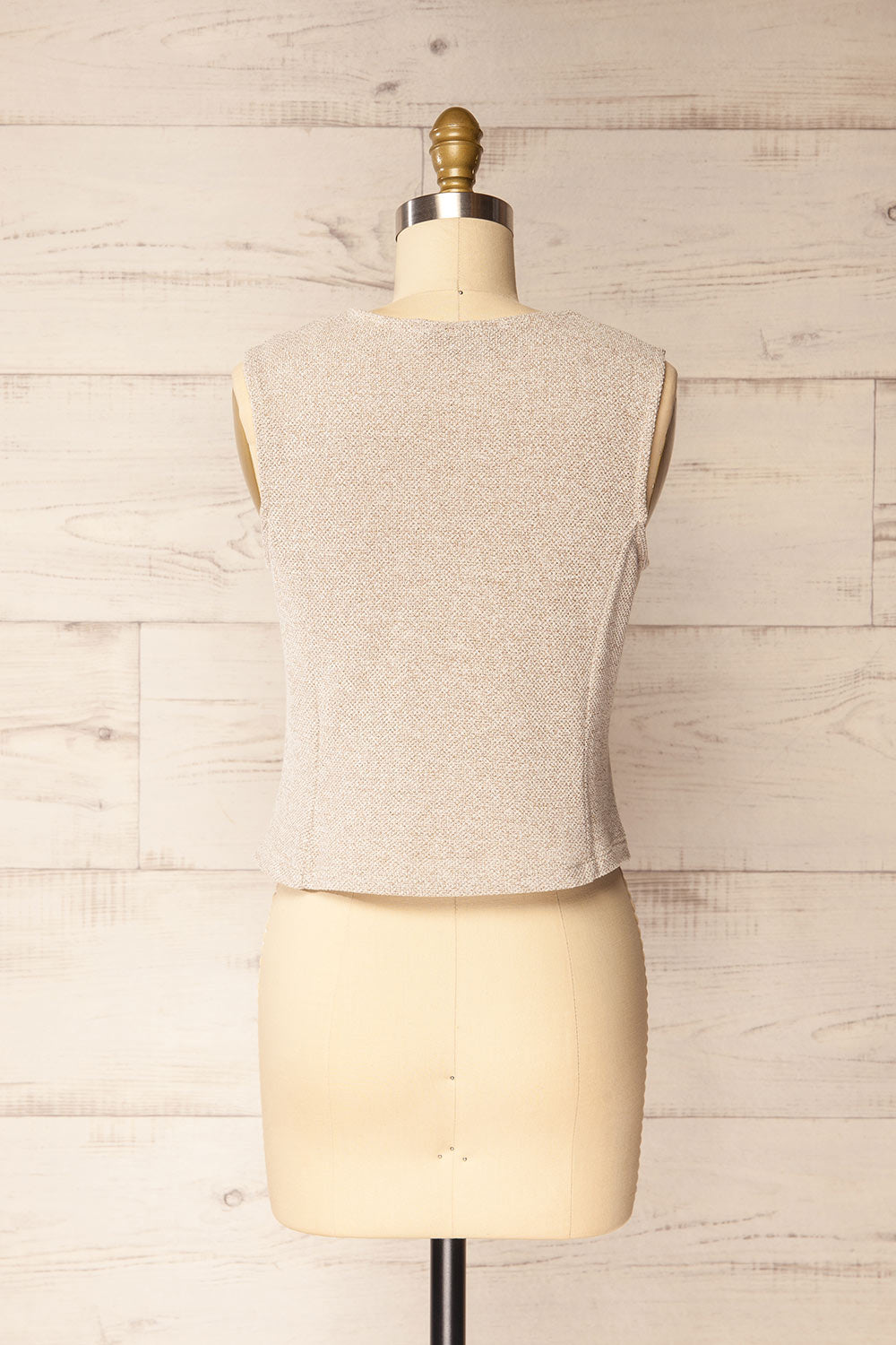 Indio Beige Button-Up Knit Vest | La petite garçonne back view