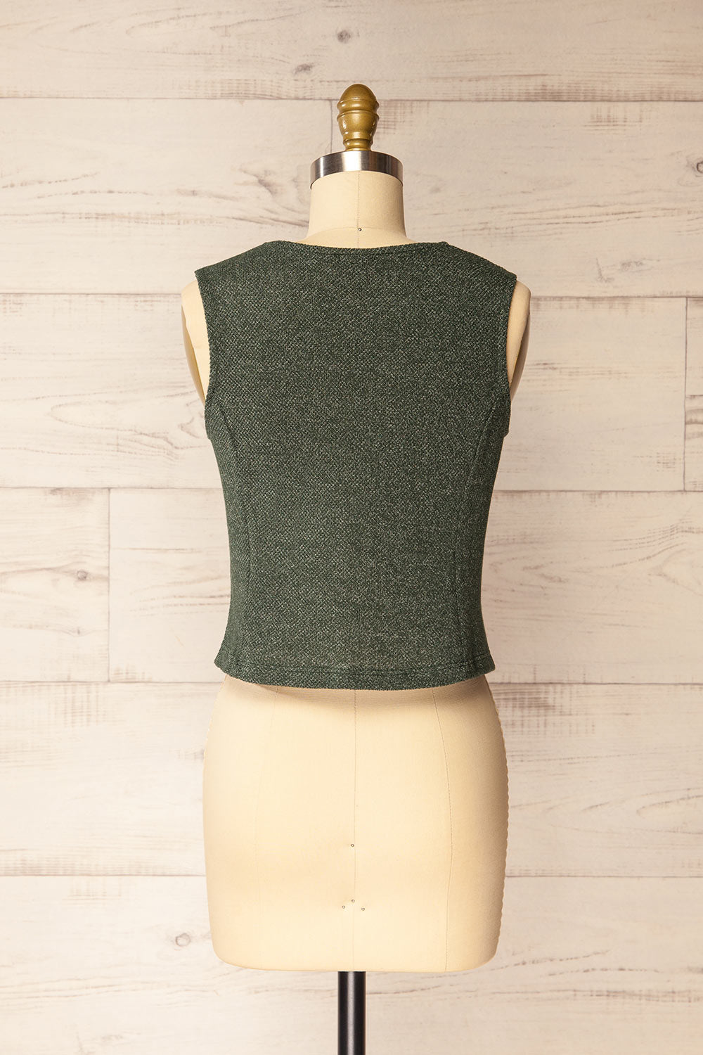 Indio Green Button-Up Knit Vest | La petite garçonne back view