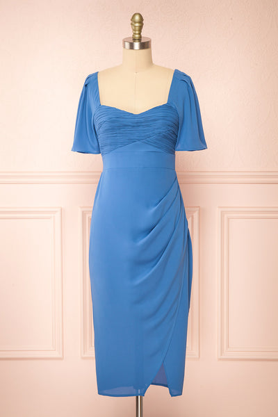 Indiyah Blue Chiffon Midi Dress | Boutique 1861 front view