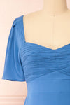 Indiyah Blue Chiffon Midi Dress | Boutique 1861 front close-up