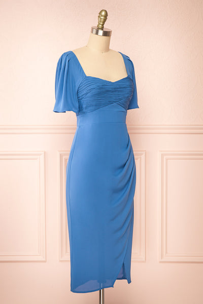 Indiyah Blue Chiffon Midi Dress | Boutique 1861 side view