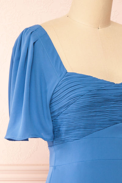 Indiyah Blue Chiffon Midi Dress | Boutique 1861 side close-up