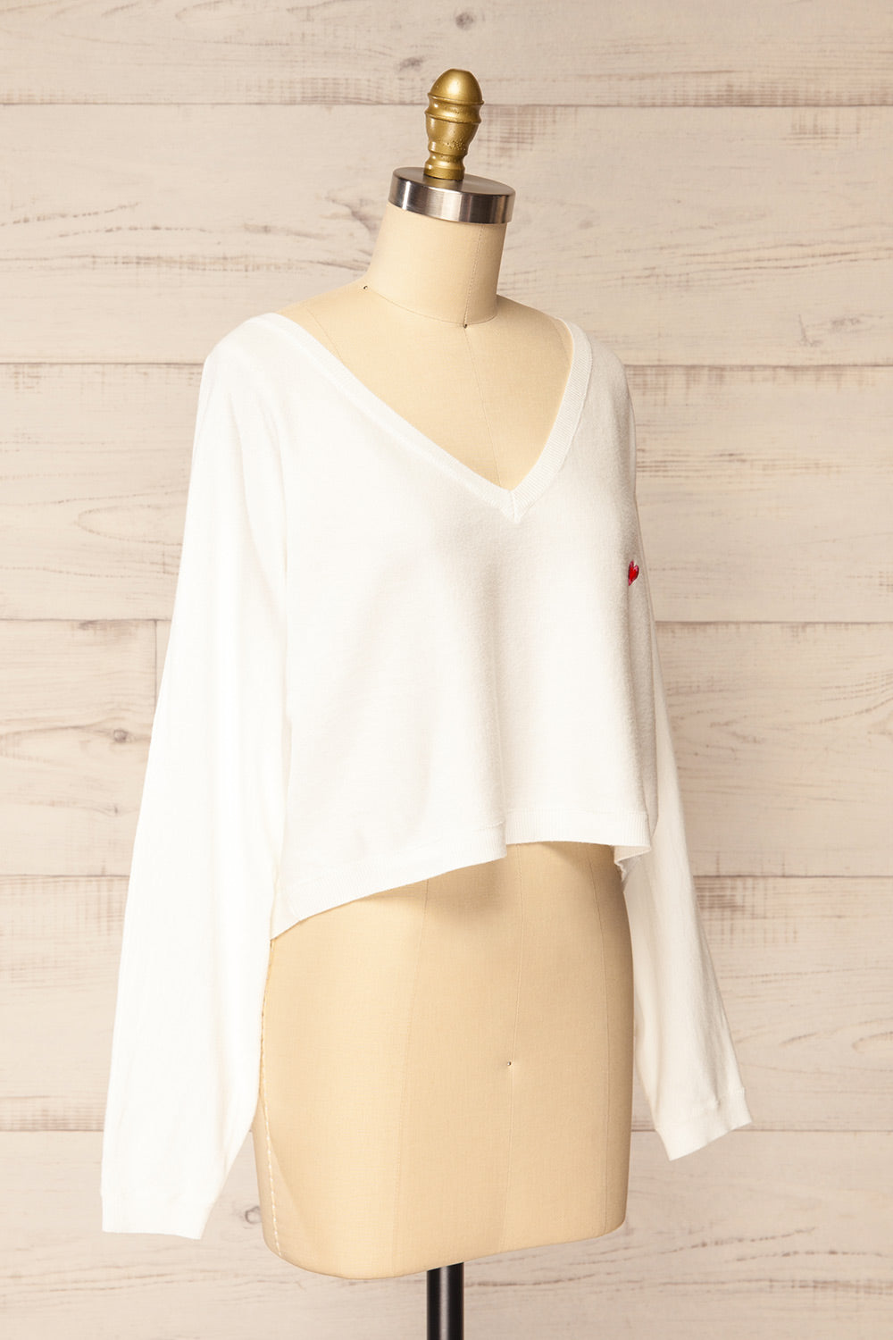 Ingleton White V-Neck Crop Sweater | La petite garçonne side view