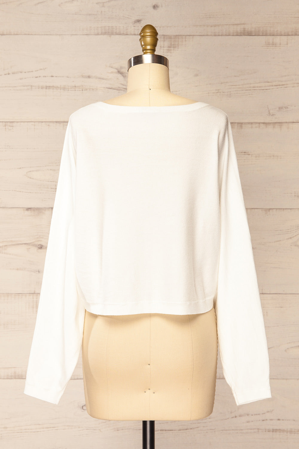 Ingleton White V-Neck Crop Sweater | La petite garçonne back view