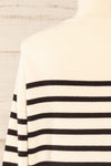 Ipswich Ivory Striped Mock Neck Sweater | La petite garçonne back close-up
