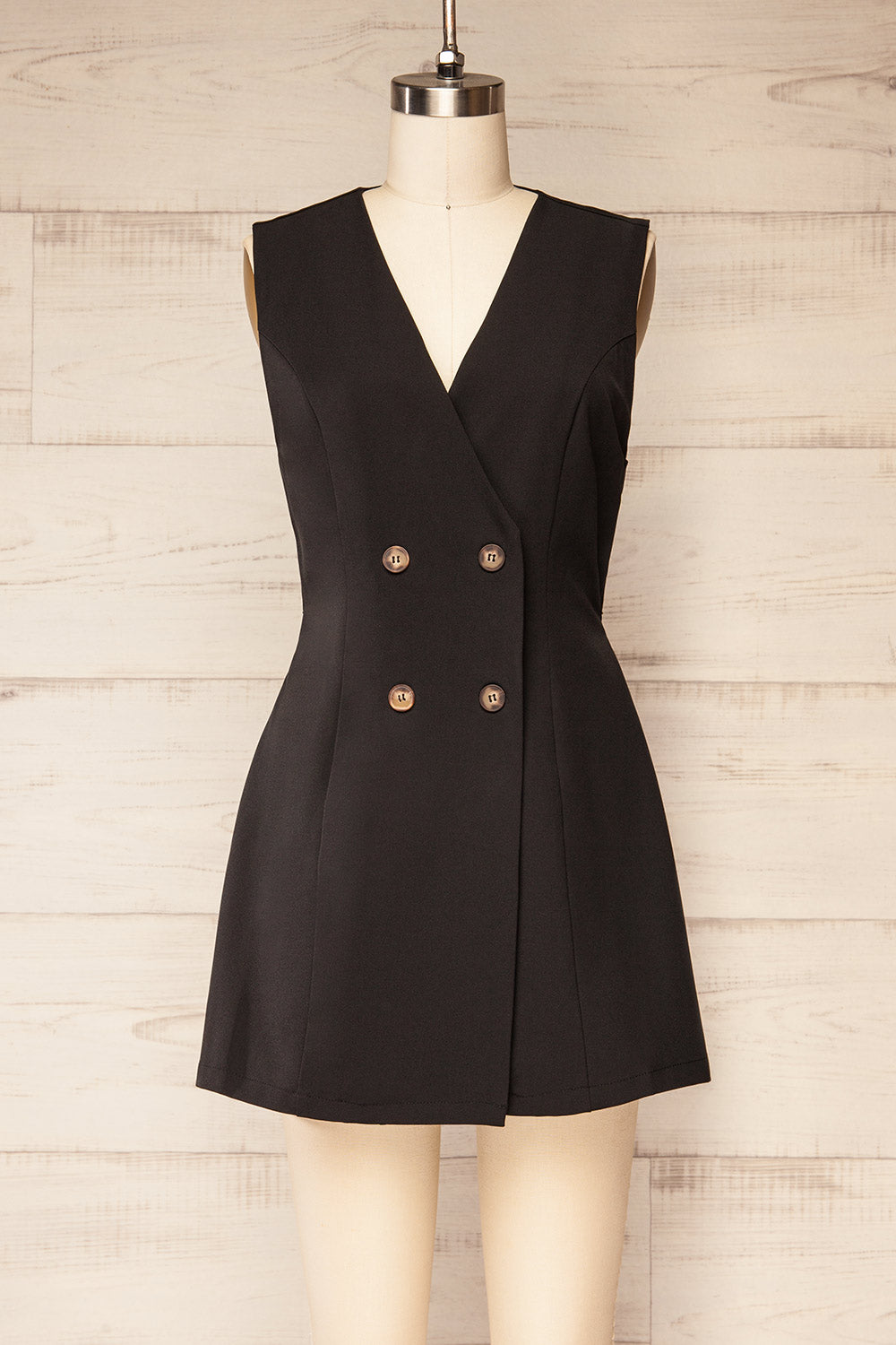 Irenne Black Blazer Romper | La petite garçonne front view 