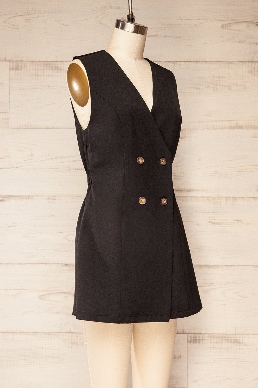 Irenne Black Blazer Romper | La petite garçonne  side view