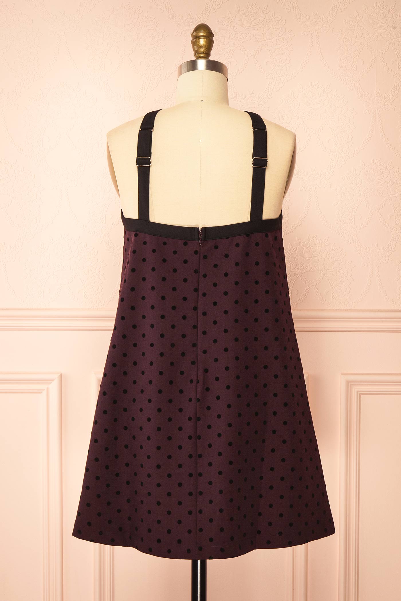 Isalda Purple Polka Dot Mini Dress with Bow | Boutique 1861 back