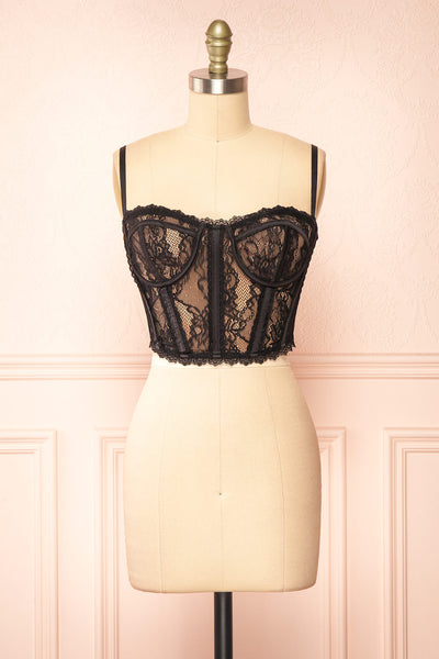 Black floral lace vintage bustier bra Size undefined - $18 - From Francesca