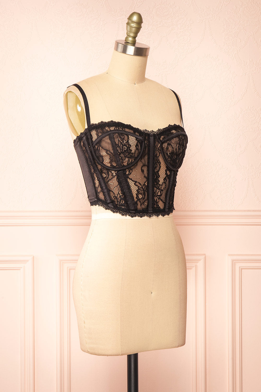 Black Sheer Lace Top - Lace Bustier Top - Cropped Bustier Top - Lulus