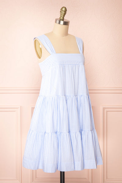Islah Blue Striped Short Dress w/ Large Straps | Boutique 1861 side view