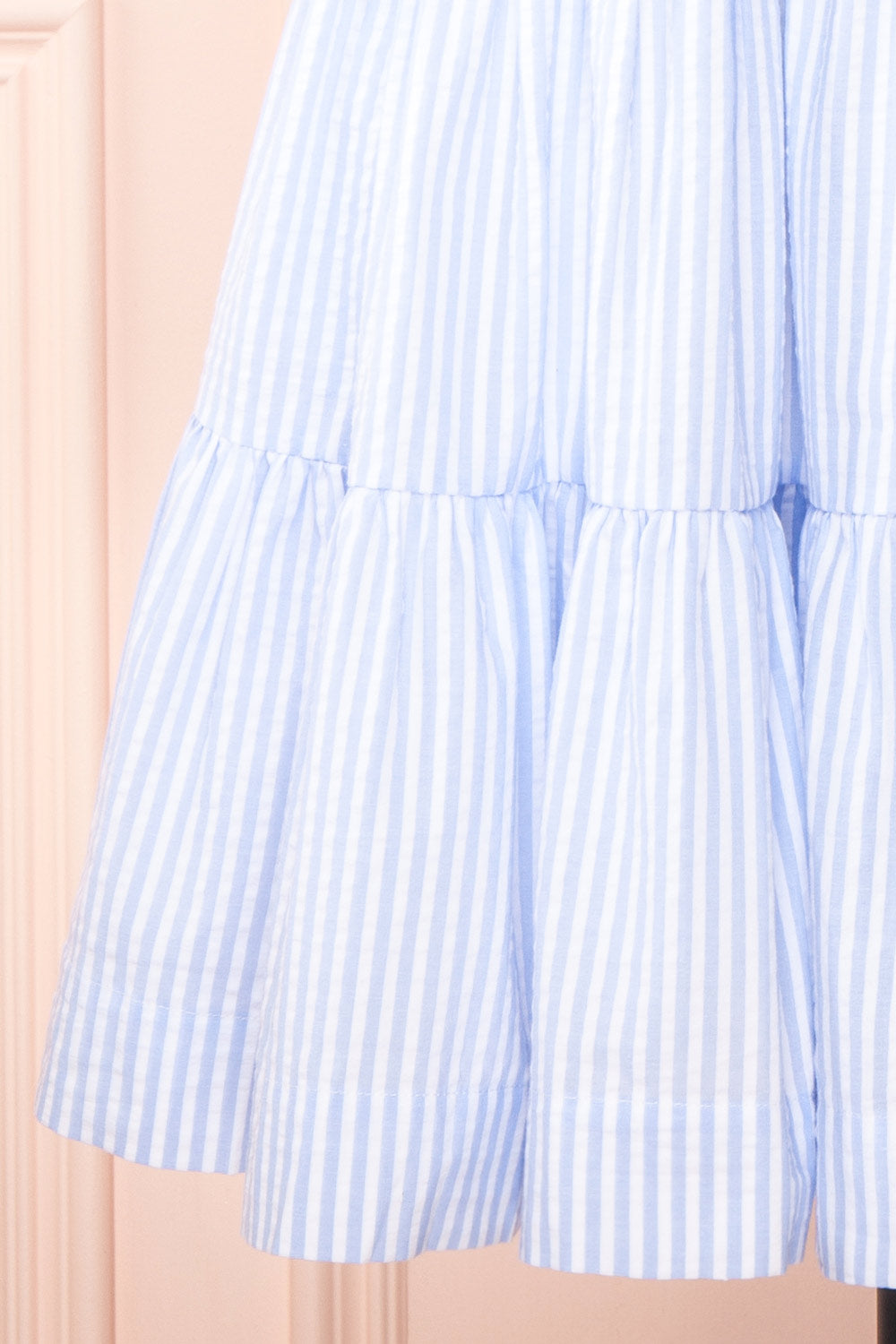 Islah Blue Striped Short Dress w/ Large Straps | Boutique 1861 bottom 