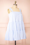 Islah Blue Striped Short Dress w/ Large Straps | Boutique 1861 side plus size