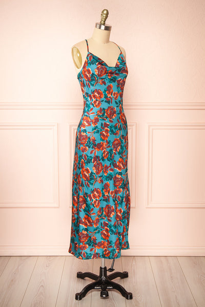 Ismeria Cowl Neck Floral Midi Dress | Boutique 1861 side view
