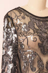 Ismira Black Cropped Sequin Top | Boutique 1861  side close-up