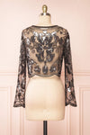 Ismira Black Cropped Sequin Top | Boutique 1861  back view