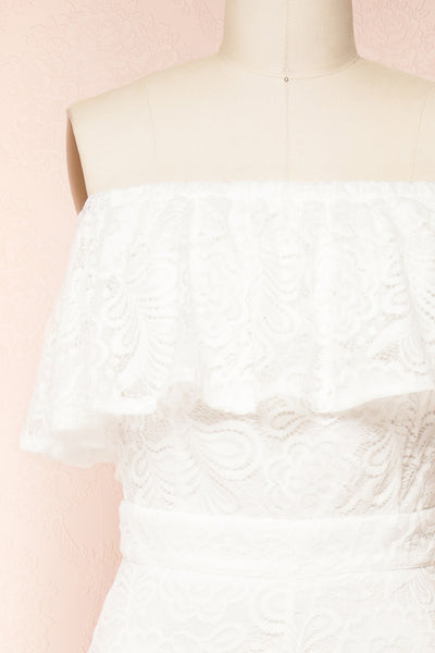 Isolabella White Lace Jumpsuit | Boudoir 1861 front close-up