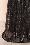 Isolina Sparkly Black Maxi Dress w/ Sequins | Boutique 1861 bottom close-up