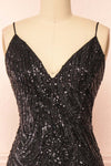 Isolina Sparkly Black Maxi Dress w/ Sequins | Boutique 1861 front close-up