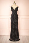 Isolina Sparkly Black Maxi Dress w/ Sequins | Boutique 1861 front view