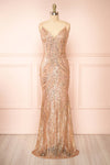 Isolina Rosegold Sparkly Sequin Maxi Dress | Boutique 1861 front view