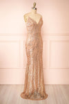 Isolina Rosegold Sparkly Sequin Maxi Dress | Boutique 1861 side view