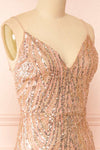 Isolina Rosegold Sparkly Sequin Maxi Dress | Boutique 1861 side close-up