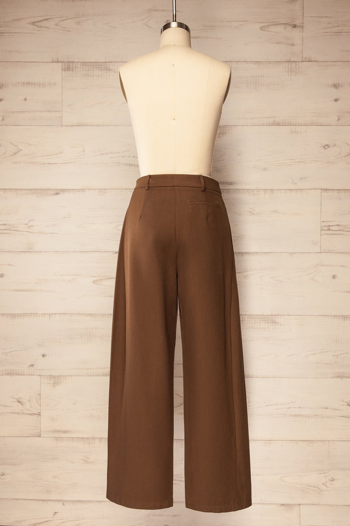 back view of Isolphe Brown Wide-Leg Pleated Pants at La petite garçonne