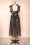 Isolt Beige Midi Dress w/ Black Floral Lace | Boutique 1861 back view