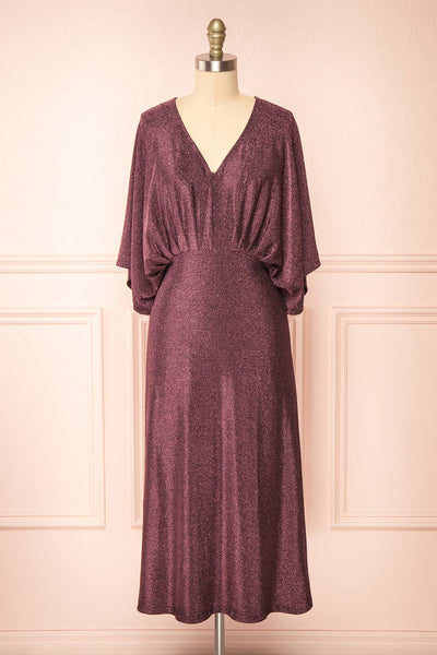 Isuma Midi Dress w/ Short Bat Sleeves | Boutique 1861 front view