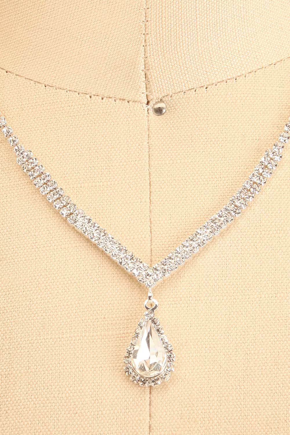 Ivest Silver Crystal Earrings & Necklaces Set | Boutique 1861 close-up