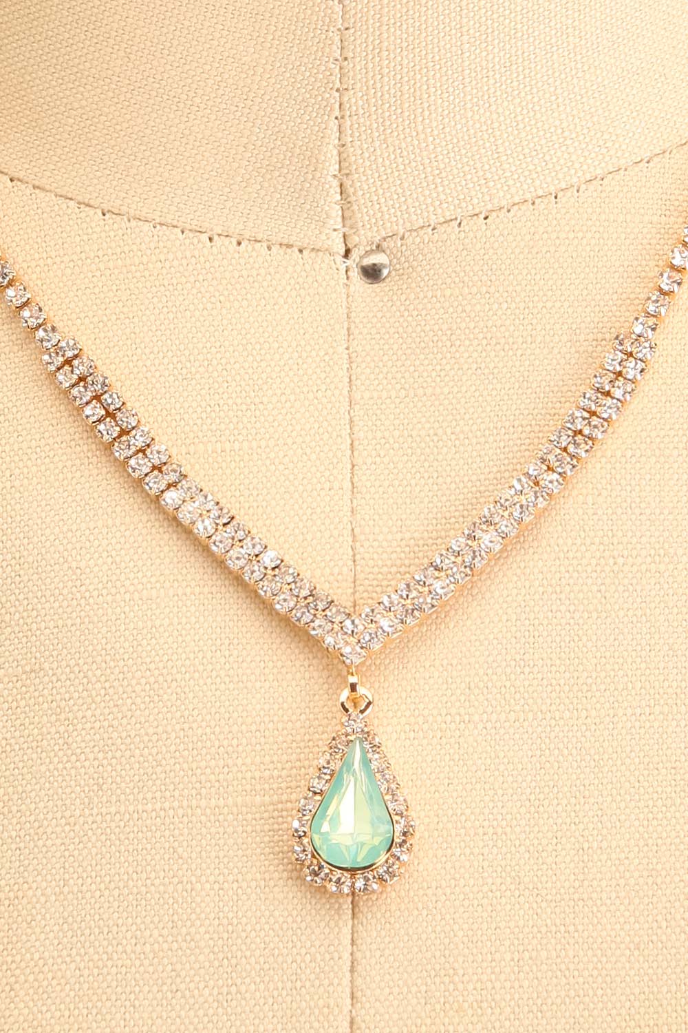 Ivest Teal Crystal Earrings & Necklace Set | Boutique 1861 close-up