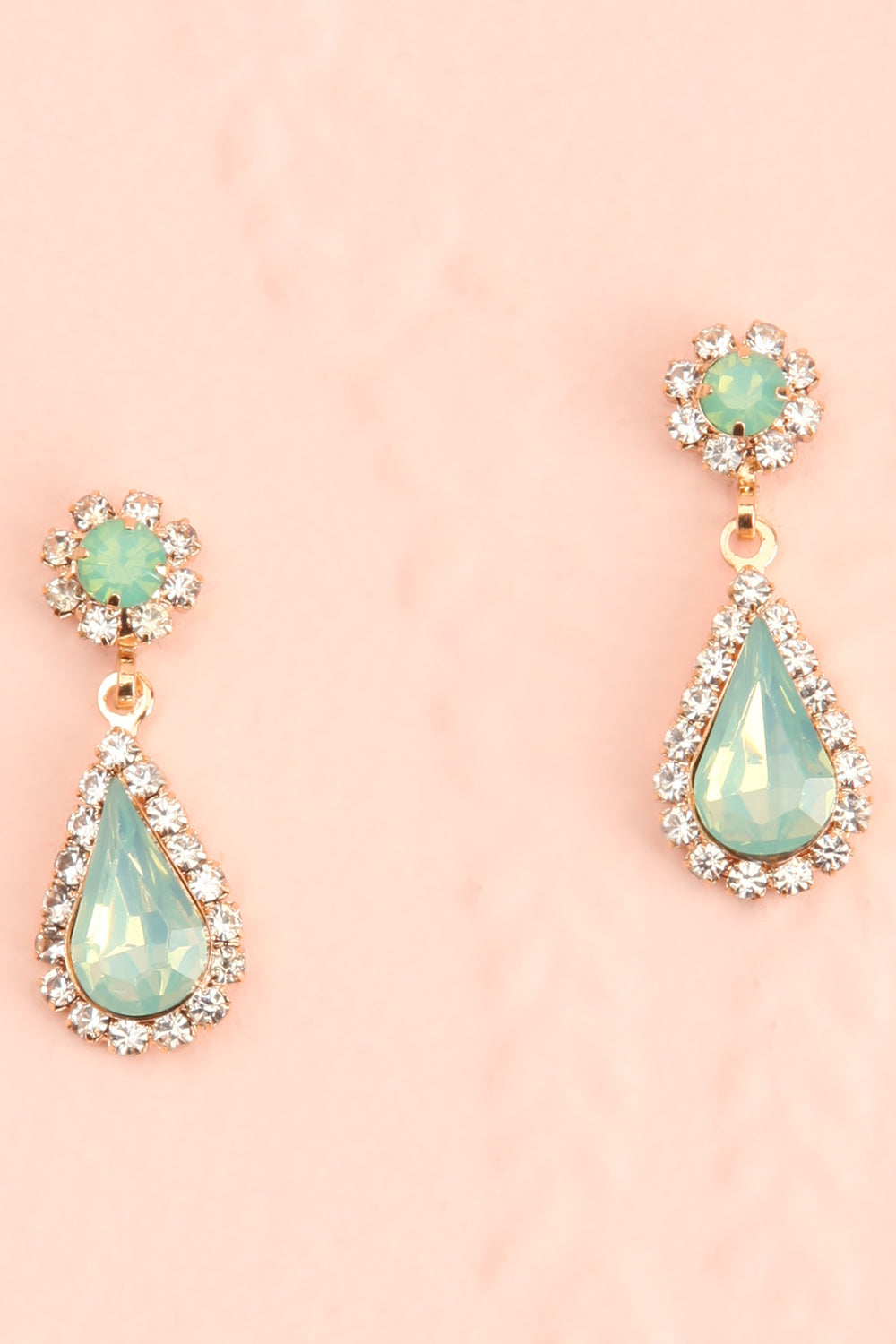 Ivest Teal Crystal Earrings & Necklace Set | Boutique 1861 flat close-up