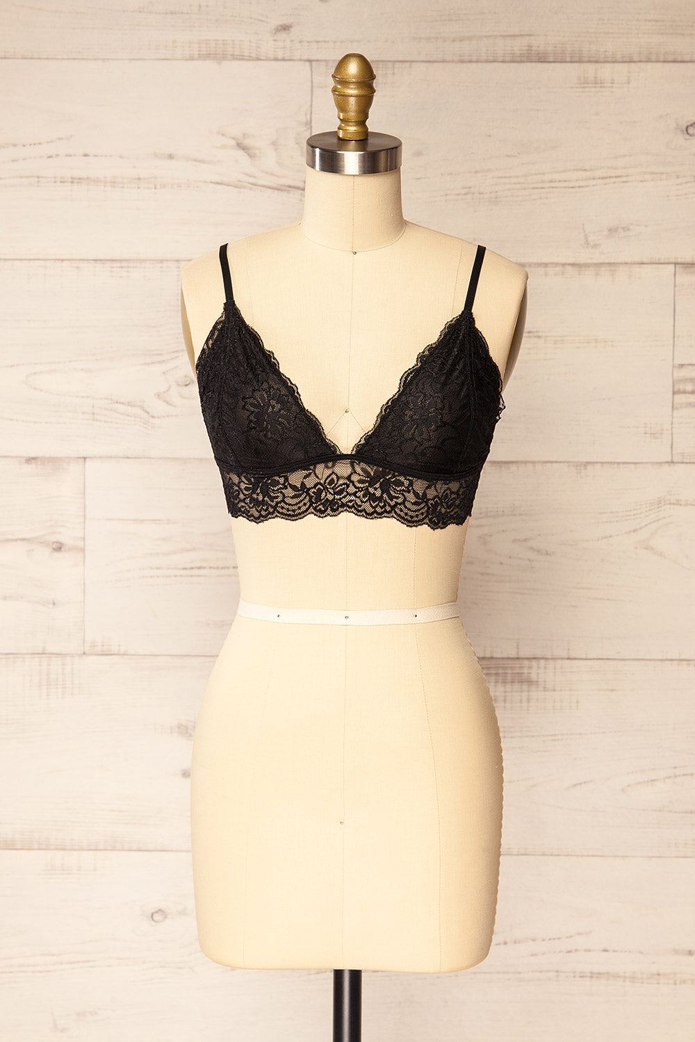 Ivrea Black Lace Triangle Bralette | La petite garçonne front view