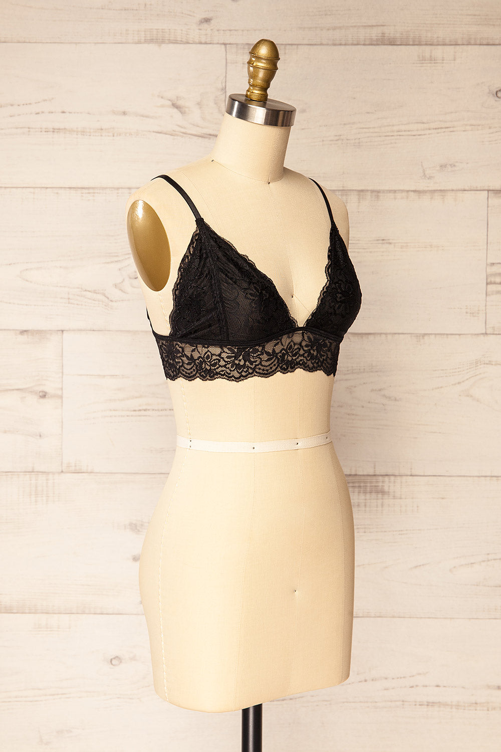 Ivrea Black Lace Triangle Bralette | La petite garçonne side view