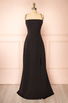 Izabella Black A-line Maxi Dress w/ Open Back | Boudoir 1861 front view