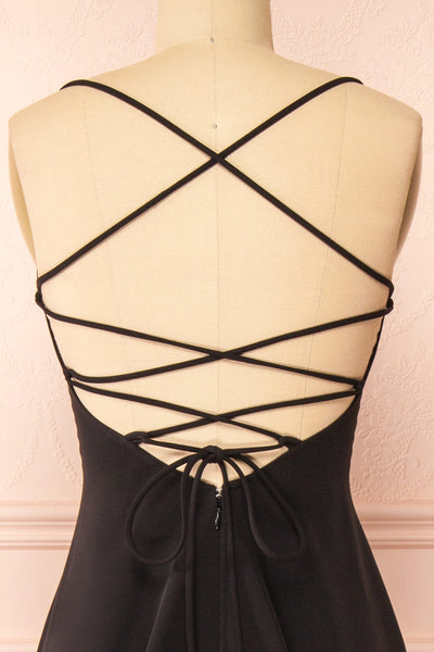Izabella Black A-line Maxi Dress w/ Open Back | Boudoir 1861  back