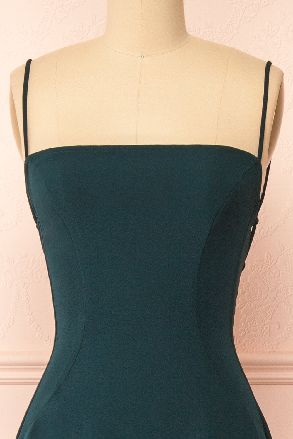Izabella Green A-line Maxi Dress w/ Open Back | Boudoir 1861 front