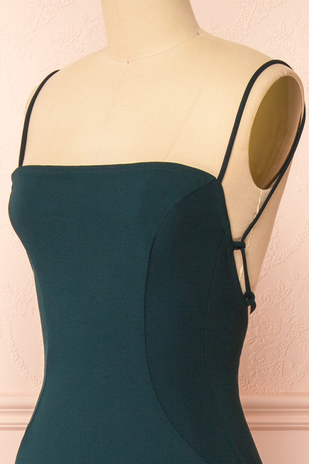 Izabella Green A-line Maxi Dress w/ Open Back | Boudoir 1861  side